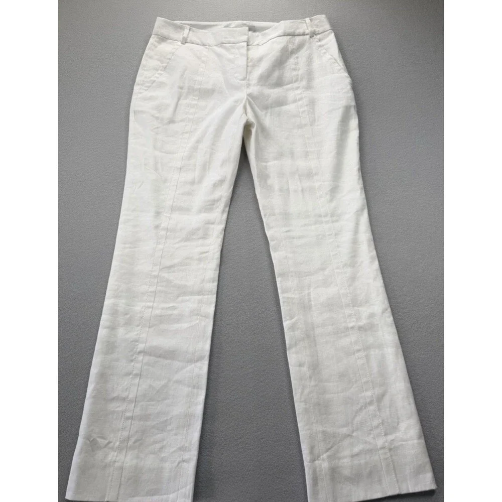 Diane Von Furstenberg Carissa Linen Blend White Bootcut Pants Women’s 8 NWT